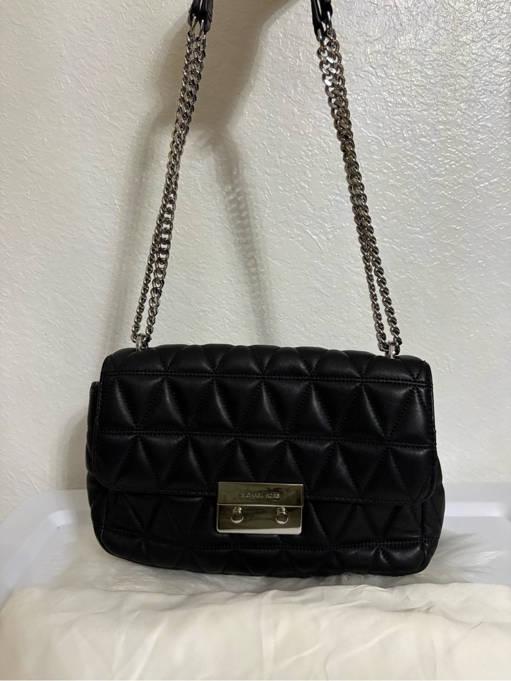 MK Black Quilted Chain Shoulder Bag